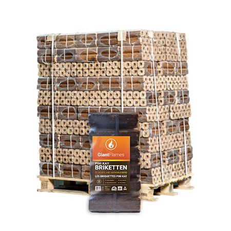 Briquettes de Bois Pini Kay - Production Néerlandaise - Palette 960 kg (96 sacs de 10 kg)