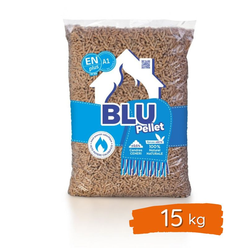 Granulés de Bois BLU PELLET – 100% Épicéa | Certification ENPLUS A1 | Sac de 15 kg